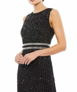 Mac Duggal Shop For Sequined Sleeveless Midi Sheath Dress