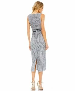 Mac Duggal Shop For Sequined Sleeveless Midi Sheath Dress