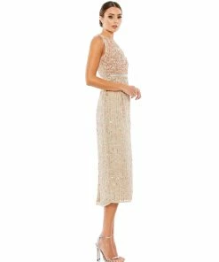 Mac Duggal Shop For Sequined Sleeveless Midi Sheath Dress