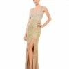 Mac Duggal Sequined High Slit Evening Gown