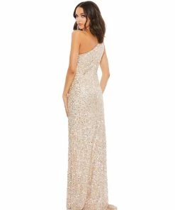 Mac Duggal Sequin Embellished One-Shoulder Column Gown