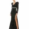 Mac Duggal Sequined Puff Shoulder Rhinestone Dot Gown Shop For