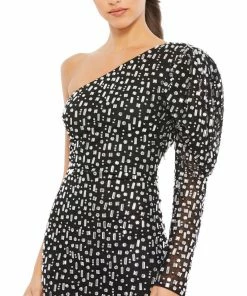 Ieena For Mac Duggal Shop For Bejeweled One-Shoulder Mini Dress