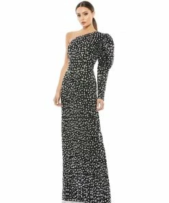 Ieena For Mac Duggal Bejeweled Puff Sleeve One Shoulder Gown Shop For