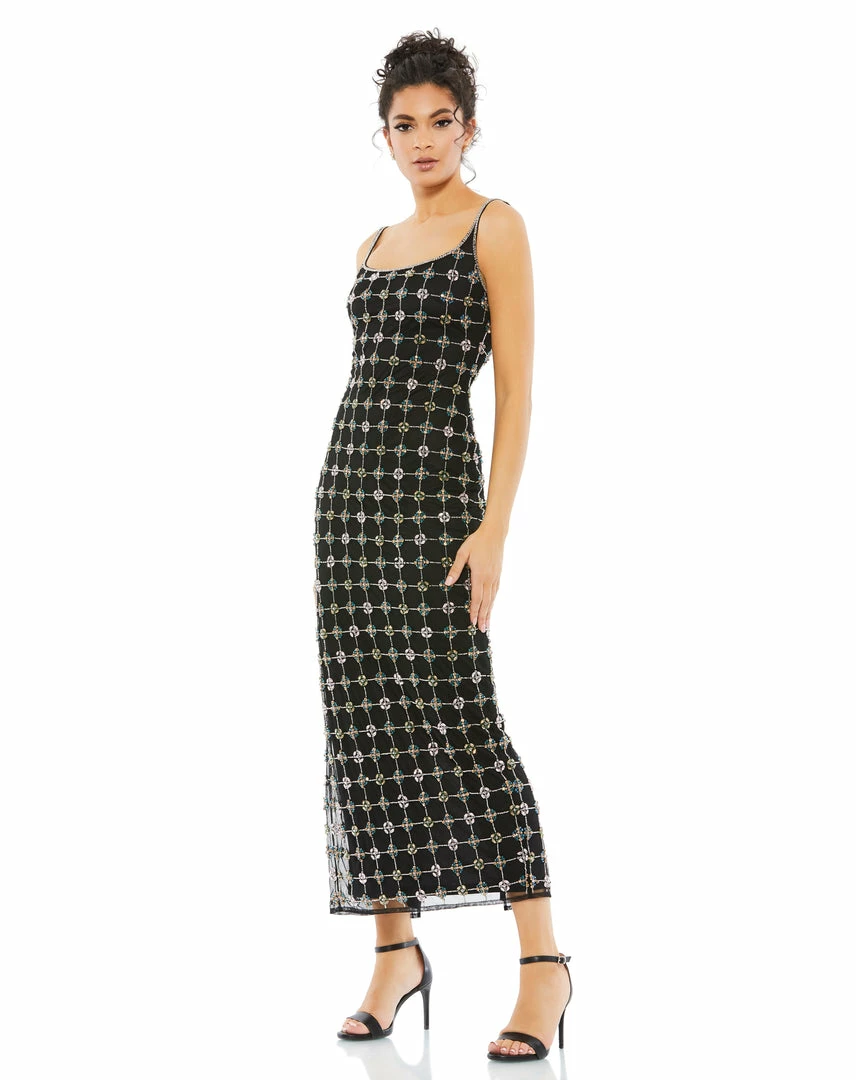 Mac Duggal Geometric Beaded Scoop Neck Embellished Cocktail Dress 1 Mac Duggal Geometric Beaded Scoop Neck Embellished Cocktail Dress