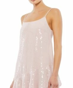 Mac Duggal Short Dresses Sequined Ruffle Hem Sleeveless Cocktail Dress