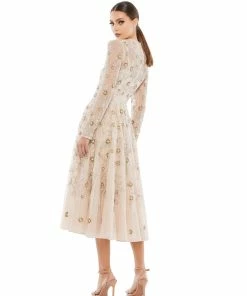 Mac Duggal Beaded Illusion A-Line Cocktail Dress Shop For