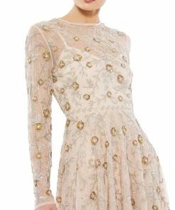 Mac Duggal Beaded Illusion A-Line Cocktail Dress Shop For