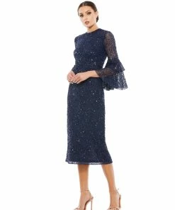 Mac Duggal Shop For Tiered Ruffle 3/4 Sleeve Cocktail Dress