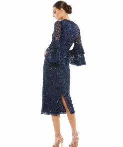 Mac Duggal Shop For Tiered Ruffle 3/4 Sleeve Cocktail Dress