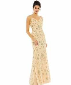 Mac Duggal Shop For Floral Embellished V-Neck Gown