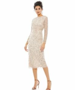 Mac Duggal Embellished Illusion Sleeve Cocktail Dress Shop For