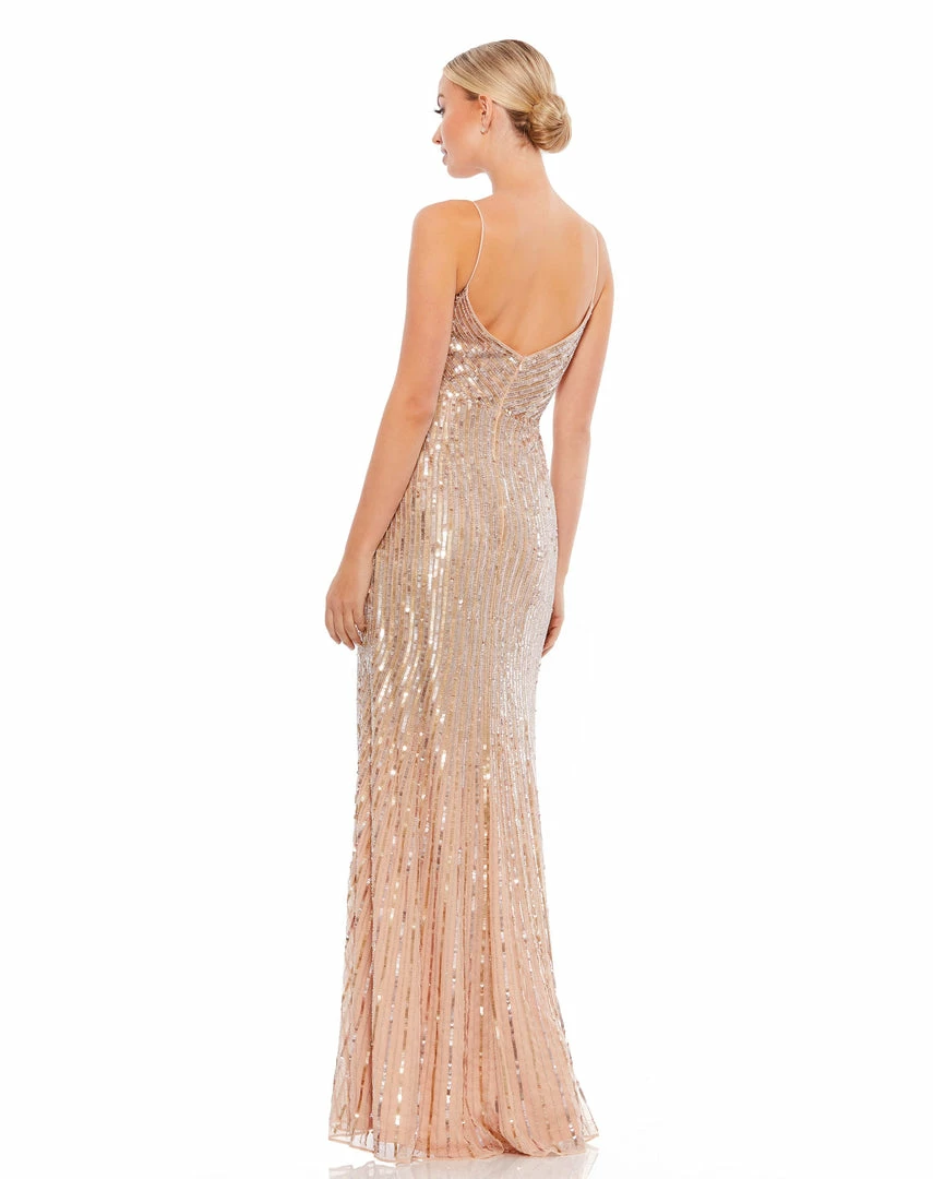 Mac Duggal Sequined Spaghetti Strap V-Neck Gown 2 Mac Duggal Sequined Spaghetti Strap V-Neck Gown