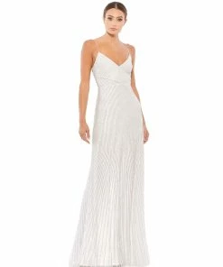 Mac Duggal Sequined Spaghetti Strap V-Neck Gown 9 Mac Duggal Sequined Spaghetti Strap V-Neck Gown