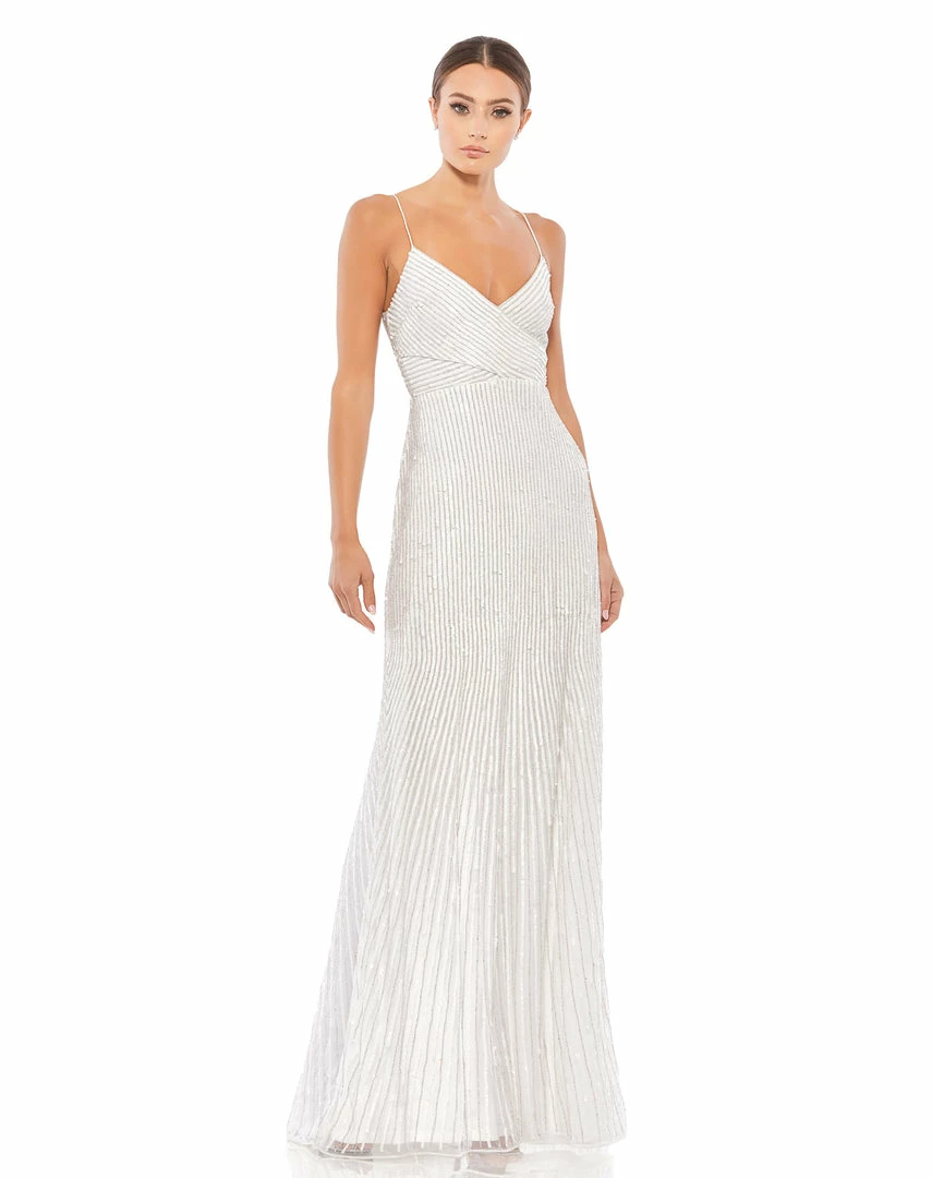 Mac Duggal Sequined Spaghetti Strap V-Neck Gown 4 Mac Duggal Sequined Spaghetti Strap V-Neck Gown