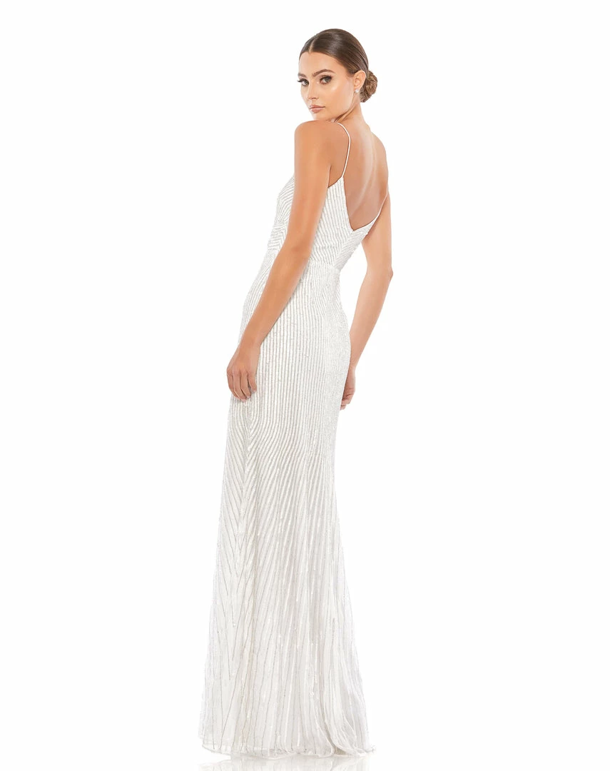 Mac Duggal Sequined Spaghetti Strap V-Neck Gown 5 Mac Duggal Sequined Spaghetti Strap V-Neck Gown
