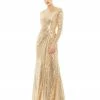 Mac Duggal Shop For Sequined High Neck Draped Gown