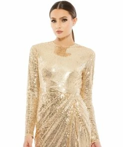 Mac Duggal Shop For Sequined High Neck Draped Gown