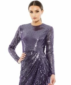 Mac Duggal Shop For Sequined High Neck Draped Gown