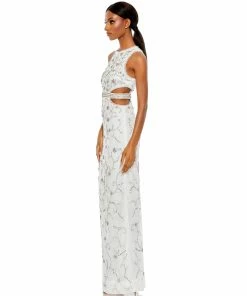 Mac Duggal Shop For Beaded Sleeveless High Neck Cut-Out Column Gown