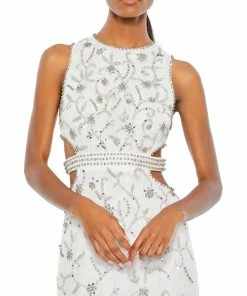 Mac Duggal Shop For Beaded Sleeveless High Neck Cut-Out Column Gown