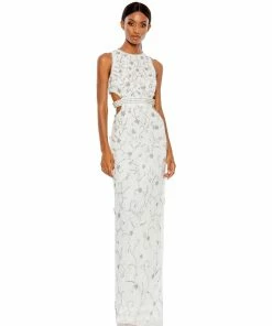 Mac Duggal Shop For Beaded Sleeveless High Neck Cut-Out Column Gown