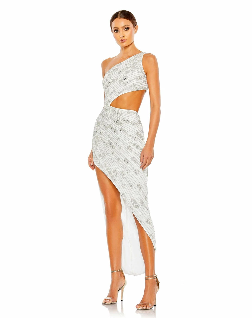 Mac Duggal Beaded One Shoulder Cut Out Gown 4 Mac Duggal Beaded One Shoulder Cut Out Gown