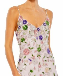 Mac Duggal Embellished Lace Sleeveless V Neck Gown