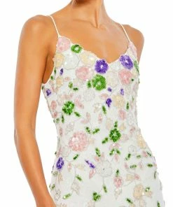 Mac Duggal Embellished Lace Sleeveless V Neck Gown