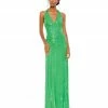 Mac Duggal Sequined Halter Strap V-Neck Column Gown Shop For