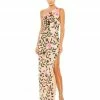 Mac Duggal Floral Sequined One Shoulder Column Gown
