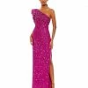 Mac Duggal Embellished Puff One Shoulder Column Gown