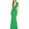 Mac Duggal Sequined Cap Sleeveless Plunge Neck Cut Out Gown Shop For