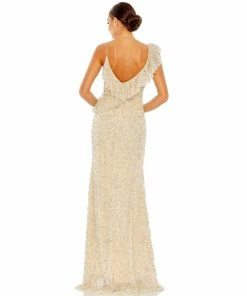 Mac Duggal Embellished Ruffled Faux Wrap Sleeveless Gown Shop For