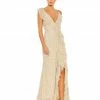 Mac Duggal Embellished Ruffled Faux Wrap Sleeveless Gown Shop For
