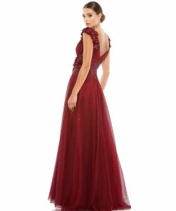 Mac Duggal Floral Applique A-Line Evening Gown