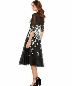 Mac Duggal Floral A-Line Cocktail Dress