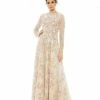 Mac Duggal Floral Beaded Long Sleeve Gown Shop For