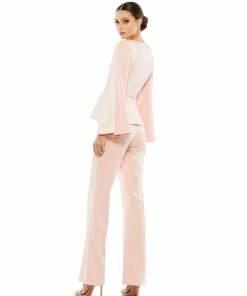 Ieena For Mac Duggal Two Piece Long Split Sleeve Pant Suit