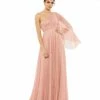 Mac Duggal Shop For One-Shoulder Bell Sleeve Lace Gown