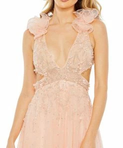 Mac Duggal Shop For Embellished Ruffle Shoulder Cut Out A Line Gown