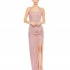 Ieena For Mac Duggal Sequined Halter Strap Low Side Knot Gown Shop For