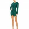 Ieena For Mac Duggal Shop For Sequined Long Sleeve Open Back Ruched Dress