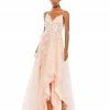 Mac Duggal Floral Embellished Sleeveless High Low Gown