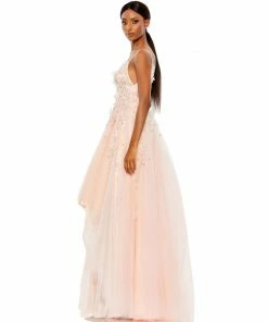 Mac Duggal Floral Embellished Sleeveless High Low Gown
