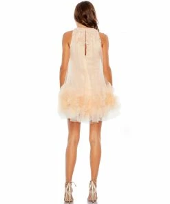 Mac Duggal Halter Neck Flowy Petal A Line Mini Dress Shop For