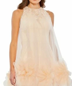 Mac Duggal Halter Neck Flowy Petal A Line Mini Dress Shop For
