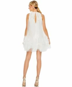 Mac Duggal Halter Neck Flowy Petal A Line Mini Dress Shop For