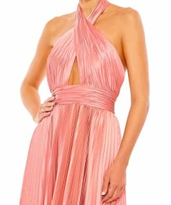 Mac Duggal Shop For Pleated Halter Neck Asymmetrical Hem Gown