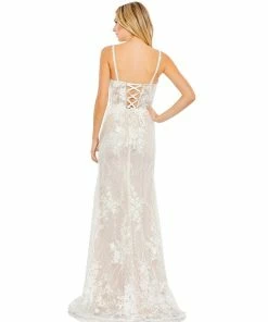 Mac Duggal Glitter Floral Applique Sleeveless Mermaid Gown Shop For